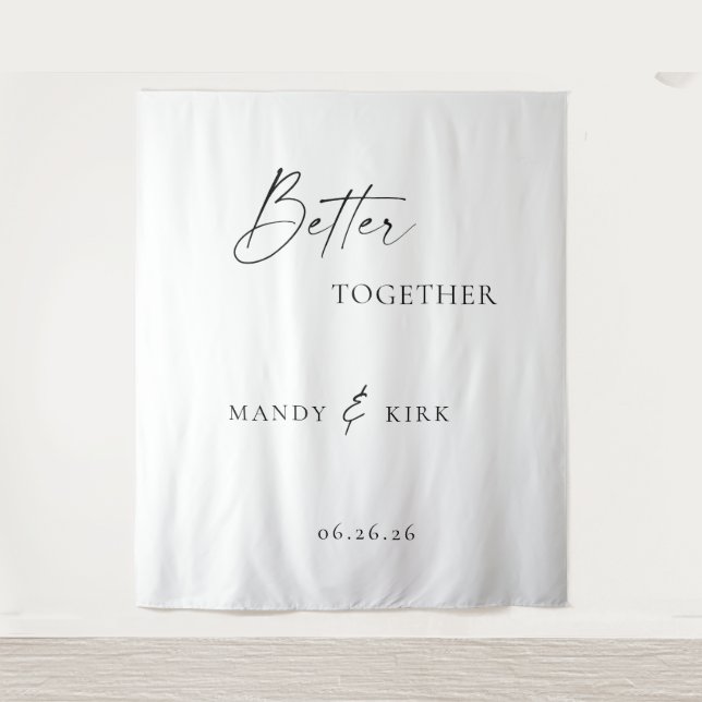 Tapete De Parede Pano de Fundo de Casamento Better Together Minimal (Frente)