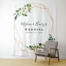 Pano de Fundo de Casamento Branco e Dourado, Adere