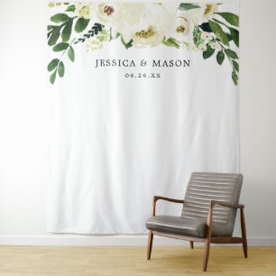 Tapete De Parede Pano de Fundo de Casamento com Rosas Brancas