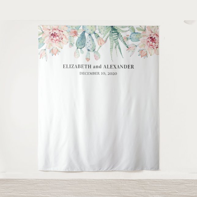 Tapete De Parede Pano de fundo de casamento de suculentas. Fundo de (Frente)