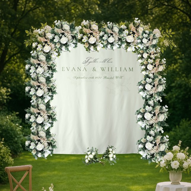 Tapete De Parede Pano de fundo de casamento em verde Sage com letra (Criador carregado)