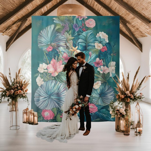 Tapete De Parede Pano de Fundo de Casamento Essência Tropical (Criador carregado)