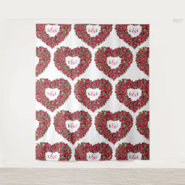 Tapete De Parede Pano de fundo de casamento monograma vermelho Tuli