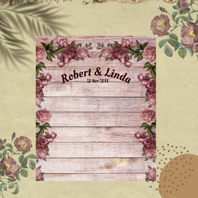 Tapete De Parede Pano de Fundo de Casamento Rústico de Rosas da Flo (Rustic Woodland Roses Country Wedding Backdrop)