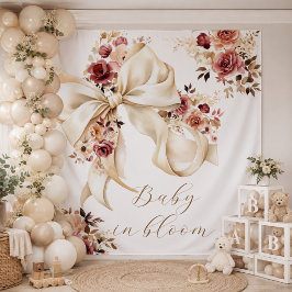 Tapete De Parede Pano de Fundo de Chuveiro de Bebê com Laço Floral