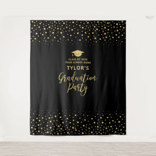 Tapete De Parede Pano de Fundo de Confete Dourado e Preto Graduaç
