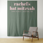 Tapete De Parede Panô de Fundo de Foto de Bat Mitzvah Rosa Moderno<br><div class="desc">Panô de Fundo de Foto de Bat Mitzvah Personalizado Rosa Verde com Tipografia Moderna</div>