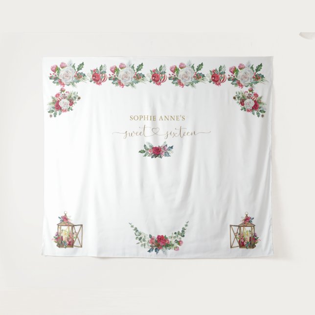 Tapete De Parede Pano de fundo de foto de Natal Sweet Sixteen Winte (Frente (Horizontal))