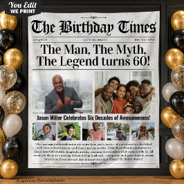 Tapete De Parede Pano de Fundo de Jornal de Aniversário Personaliza