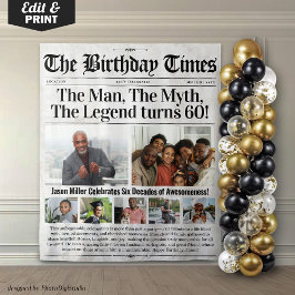 Tapete De Parede Pano de Fundo de Jornal de Aniversário Personaliza