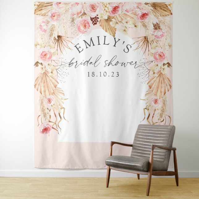 Tapete De Parede Pano de fundo de pampas florais Boho arco moderno  (In Situ)