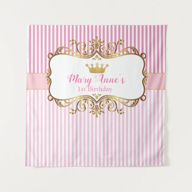 Tapete De Parede Pano de Fundo e Faixa de Aniversário de Princesa ( (Frente)
