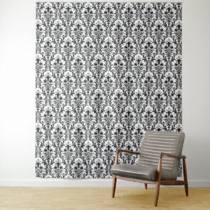 Tapete De Parede Pano de Fundo Elegante e Chic de Damasco Preto em