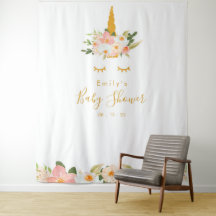 Pano de Fundo Festa de Bebê Unicórnio Dourado