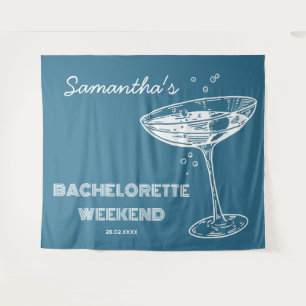 Tapete De Parede Pano de Fundo Festa de Solteira Retro Boho Azul Tu