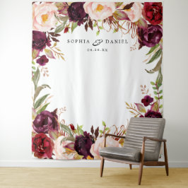 Tapete De Parede Pano de Fundo Floral Burgundy Marsala para Decoraç