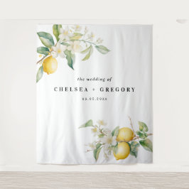 Tapete De Parede Pano de Fundo Floral de Limão em Aquarela para Cas