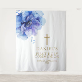 Tapete De Parede Pano de Fundo Floral em Aquarela Azul para Primeir