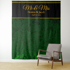 Tapete De Parede Pano de Fundo Floral Preto Dourado Verde Caçador C