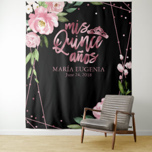 Tapete De Parede Pano de Fundo Floral Rosa com Folha de Ouro Rosa d