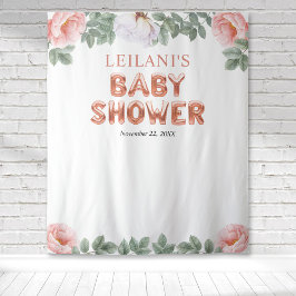 Tapete De Parede Pano de Fundo Floral Rosa Festa de Bebê Balão Dour