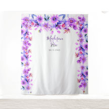 Pano de Fundo Floral Roxo para Cabine de Fotos de 