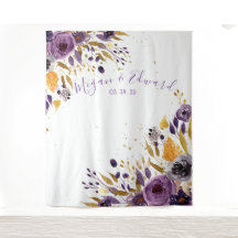 Pano de Fundo Floral Roxo para Casamento Decoração