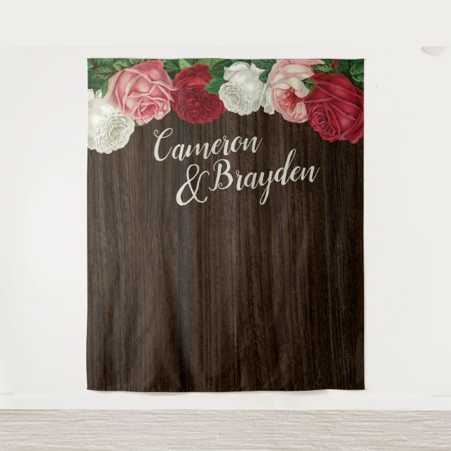 Tapete De Parede Pano de Fundo Floral Rústico para Casamento com Ár (Frente)