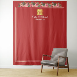 Tapete De Parede Pano de fundo moderno de casamento chinês rosa peô