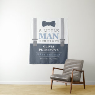Tapete De Parede Pano de Fundo para Chá de Bebê Little Man, Azul Ma