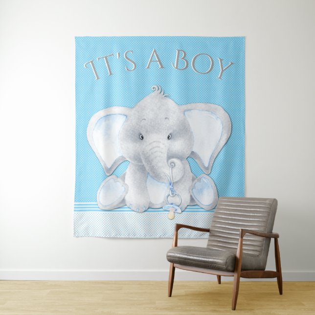 Tapete De Parede Pano de Fundo para Chá de Bebê Menino Elefante (In Situ)