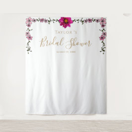 Tapete De Parede Pano de Fundo para Chá de Noiva com Flores de Magn