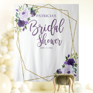 Tapete De Parede Pano de Fundo para Chá de Noiva Floral em Dourado 