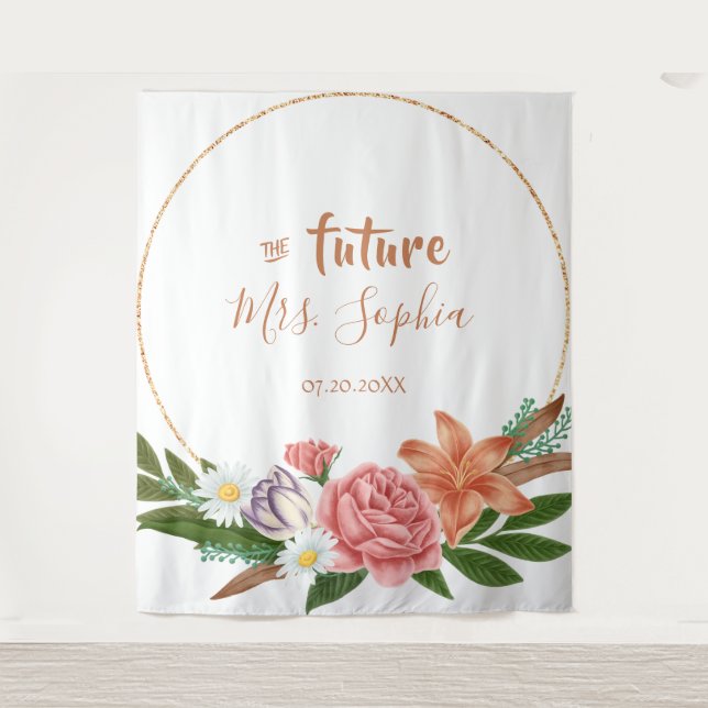 Tapete De Parede Pano de Fundo para Chuveiro de Noiva Future Mrs Do (Frente)