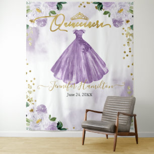 Tapete De Parede Pano de Fundo para Quinze Anos Vestido Floral Roxo