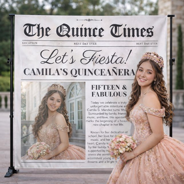 Tapete De Parede Pano de Fundo Personalizado para Quinceañera em Ta (Custom Quinceañera Backdrop Newspaper Tapestry)