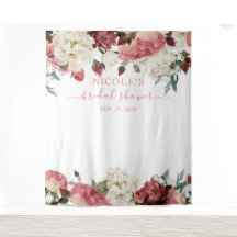 Pano de Fundo Rosa Bege Floral para Chá de Noiva