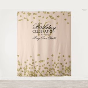 Tapete De Parede Pano de Fundo Rosa Dourado Sweet 16 Confeite Glitt