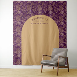 Tapete De Parede Pano de Fundo Roxo Dourado Damasco Real para Casam