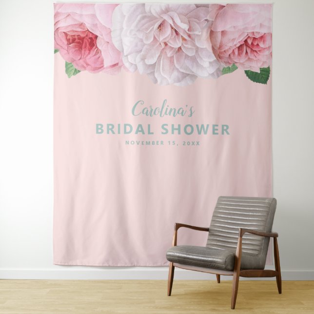 Tapete De Parede Pano de Fundo Simples para Chá de Noiva com Flores (In Situ)