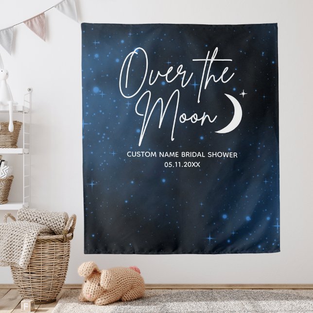 Tapete De Parede Pano de Fundo Sobre a Lua para Chá de Noiva em Par (Over The Moon Backdrop Bridal Shower Vertical Wall
)