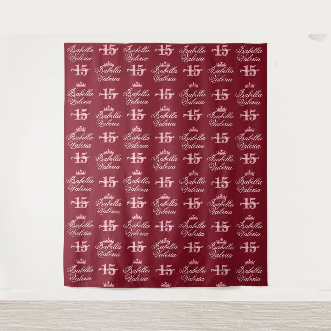 Tapete De Parede Pano de Fundo Step e Repeat para Quinceanera (Frente)