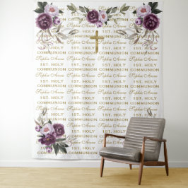 Tapete De Parede Pano de Fundo Step & Repeat Roxo Dourado para Prim