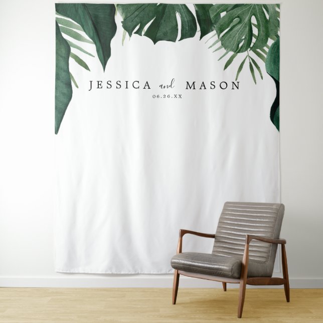 Tapete De Parede Pano de Fundo Tropical Monstera Cabine de Fotos (In Situ)