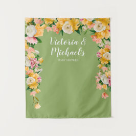 Tapete De Parede Pano floral ousado e brilhante para chá de noiva