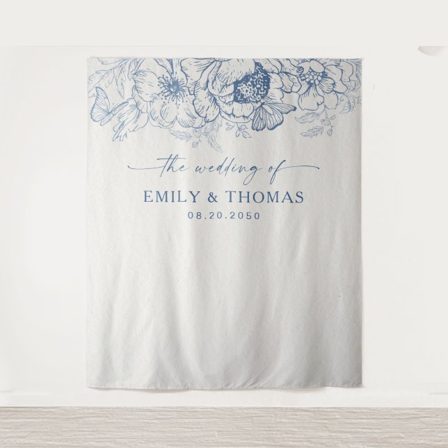 Tapete De Parede Panorâmica de Casamentos Floral Chinoiserie (Frente)