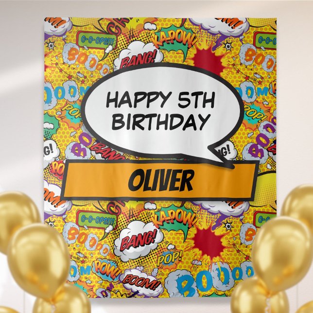 Tapete De Parede Panorâmica de Fotografias do Super-Herói do Livro  (Comic Book Superhero Birthday Party Photo Backdrop)