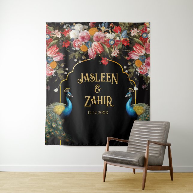 Tapete De Parede Panorâmica de Fotos Indiana Floral do Peacock Mood (In Situ)