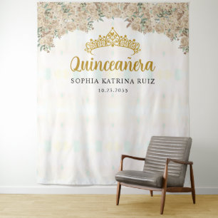 Tapete De Parede Panorâmica Dourada leve Tiara Quinceanera Fotograf