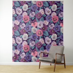 Tapete De Parede Pansias coloridas em violeta profunda